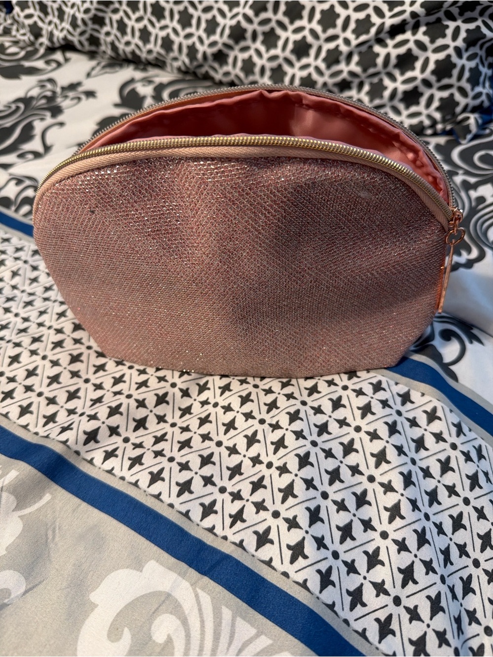 Lancome Shimmer Cosmetic Pouch - Pink Rose Gold